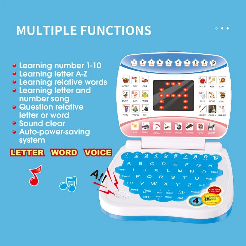 New Mini Simulation Laptop Early Education Machine LED Display Learning Machine Children's Preschool Language Education Toy Gift