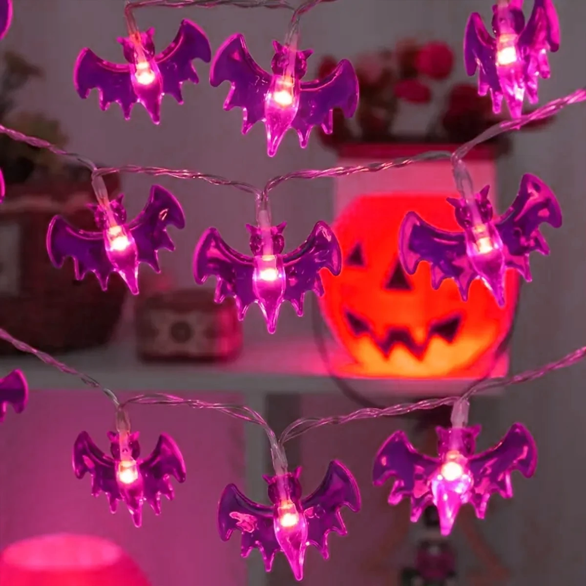 1 قطعة هالوين 10/20/30 LED الأرجواني الخفافيش سلسلة أضواء بطارية تعمل للمنزل الأطراف ساحة داخلي في الهواء الطلق هالوين الديكور
