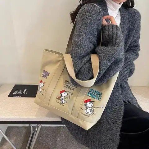 Ny tecknad Snoopy-tygväska för kvinnor med stor kapacitet, modern och mångsidig tygväska, handhållen mammaväska med en axel 12 best sales Snoopy Zara - №11
