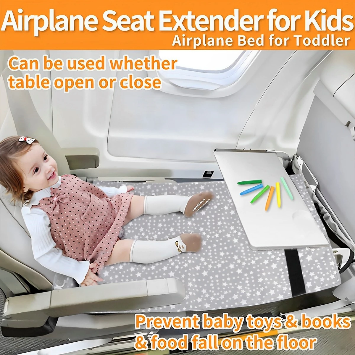 Toddler Airplane Bed Portable Travel Airplane Footrest Baby Car Bed Flying Travel Essentials with Extended Area in for Leg