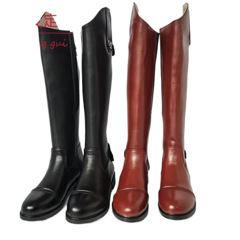 Equestrian Boots, Riding Boots For Children Girls Boys Long Boots  Сапоги Для Верховой Езды Genuine Leather Riding Boots