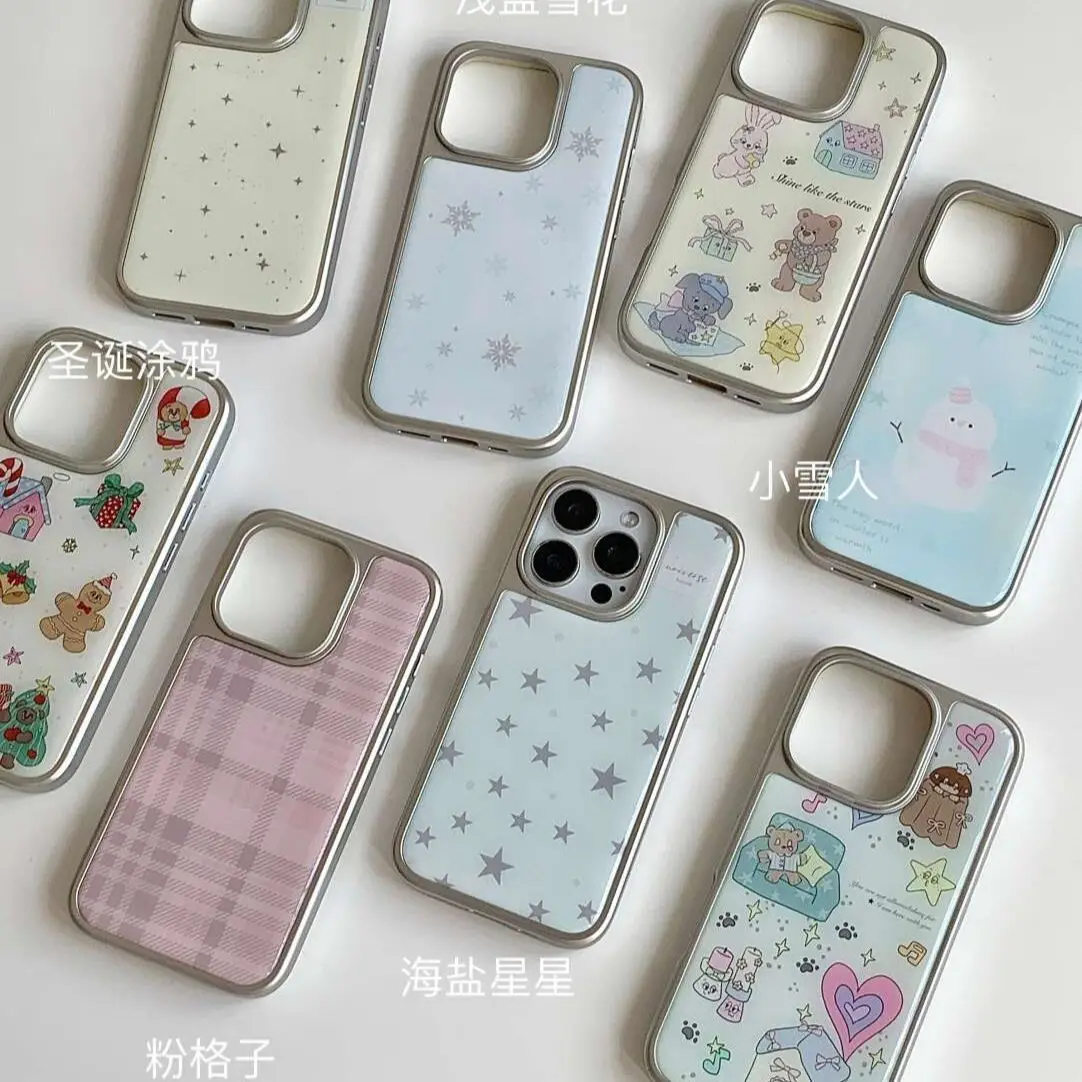Cute Cartoon Star Ins Style Piattaforma Telaio Cassa Del Telefono Per IPhone 16 15 14 13 12 11 Pro Max XR XSMAX 16E 8 7 Plus Anti Caduta copertura