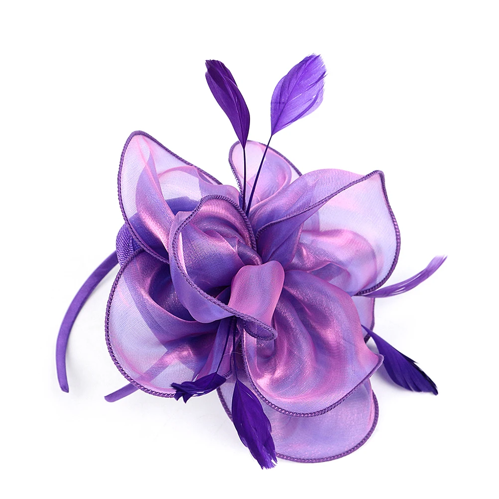 

Head Band Purple Organza Hair Accessory Wedding Head Decoration Prom Party Valentine Gift Braiding Tool