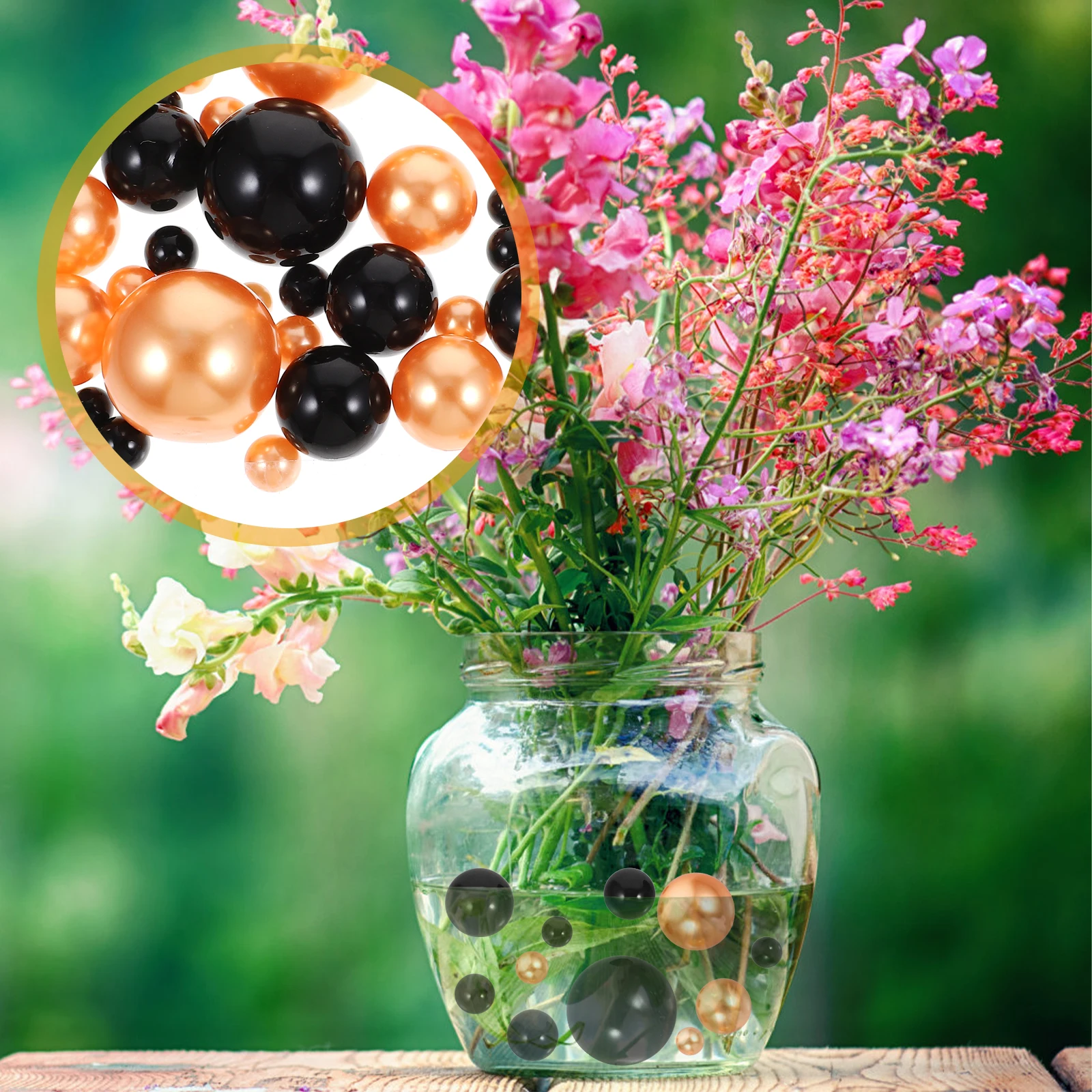 

166Pcs Artificial Pearl Vase Filler Ornaments Romantic Floating Beads for Wedding Home Decoration Table Scatter