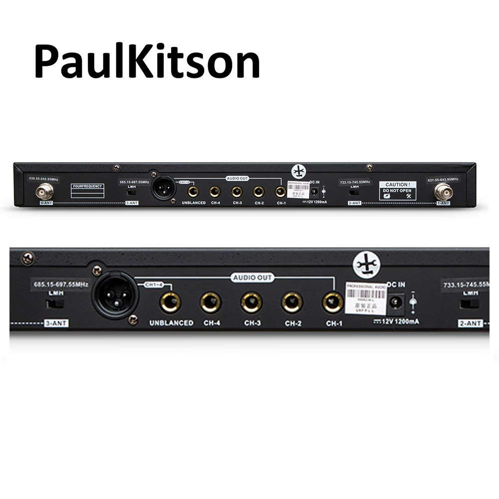 Paulkitson EU4000 Microfone Sem Fio Profissional 4 Canais Handheld Mic Lavalier Mic Para Igreja Atividade Ao Ar Livre Stage Micrófo