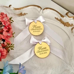 30/50/100 Pcs Personalized Gold Acrylic Round Tags Custom Engraved Name or Logo Wedding Party Baby Baptism DIY Decoration Gifts