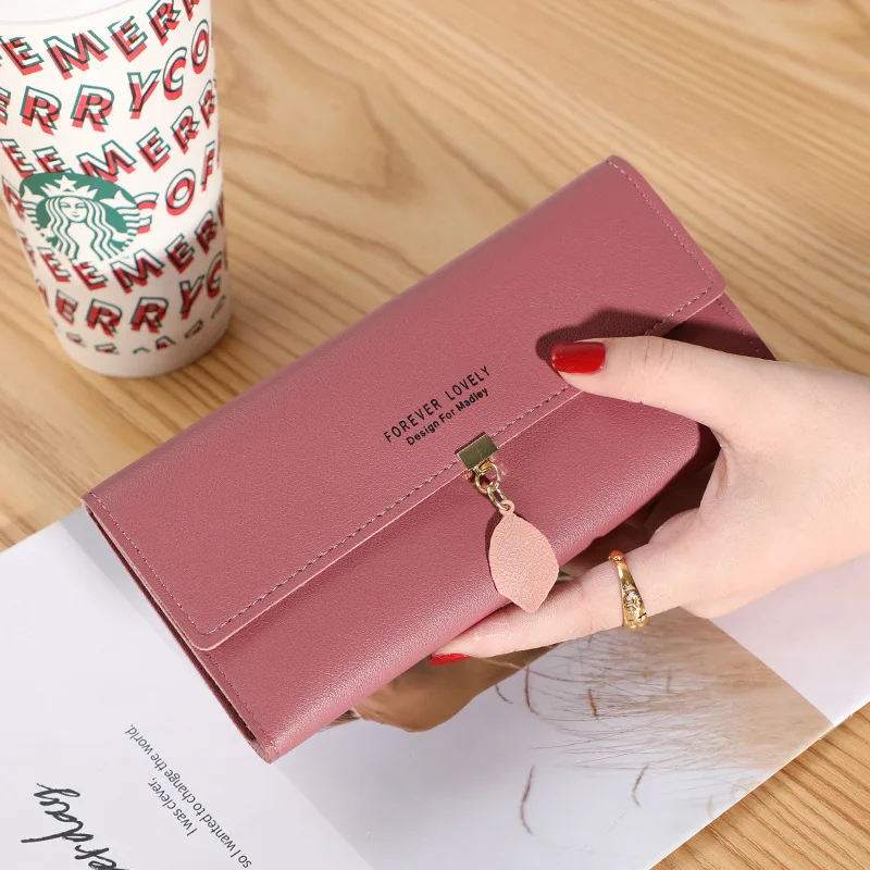 Factory direct 2024 explosions small fresh leaf wallet multifunctional ID bag large capacity clutch bag female