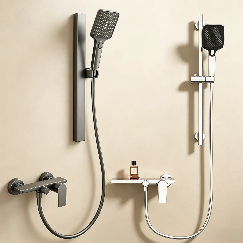 Brass Showers System Set Wall Mounted Bathroom Shower Faucet Set 2-way Water Outlet Shower Mixer Crane with Hand Shower Set
