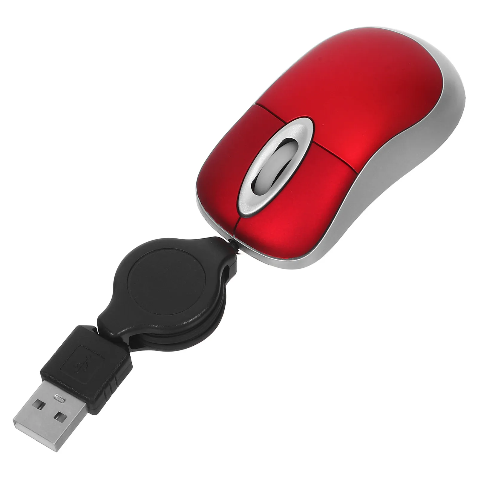 USB Mini Telescopic Red Optical Mouse 1000Dpi Wired Silent Comfortable Mouse Suitable for Laptop Notebook Computer