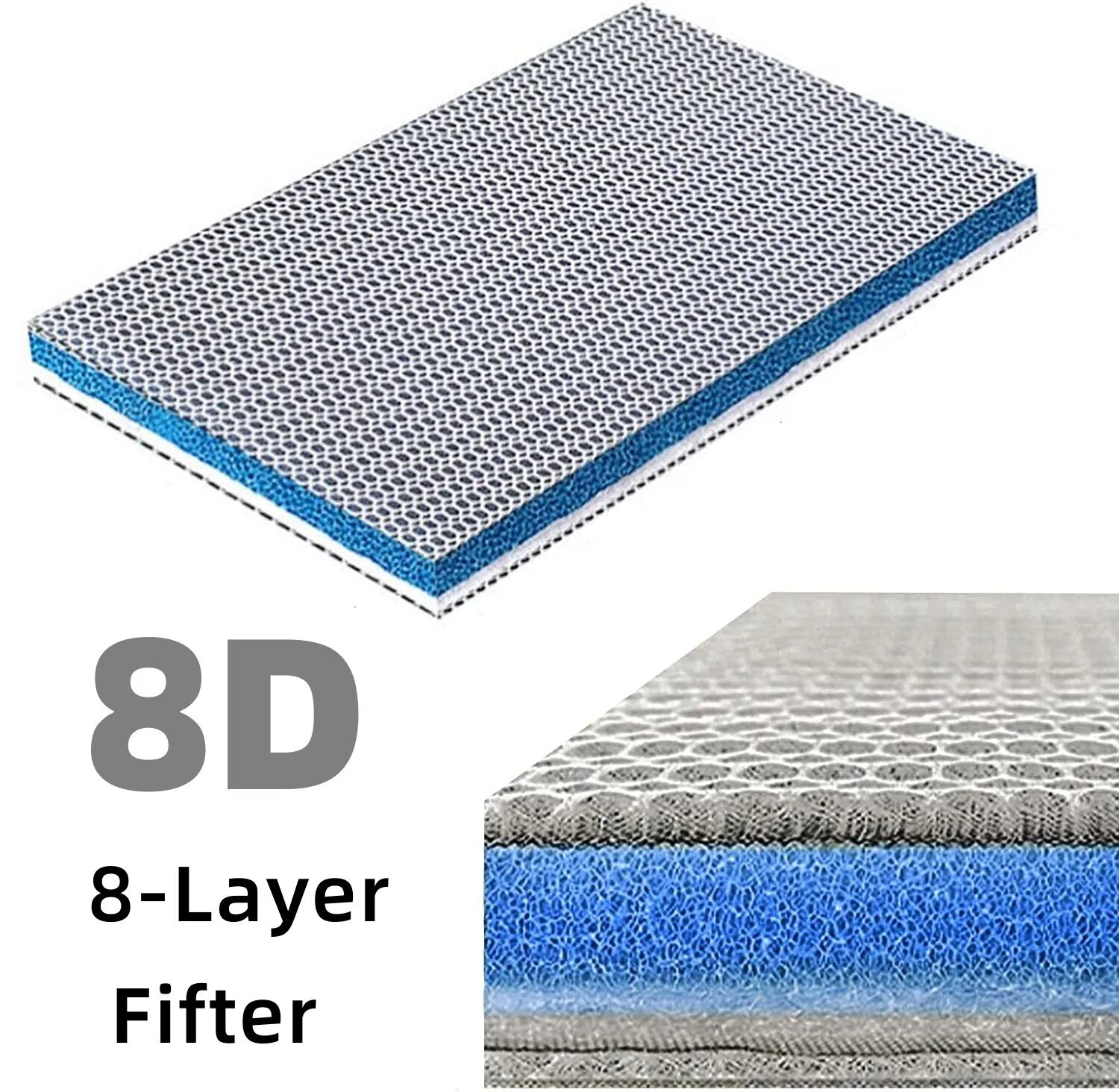 

8D Non Woven 40cmx50cmx2cm Thick High Density Aquarium Filter Pad Efficient Filtration Resilient Easy