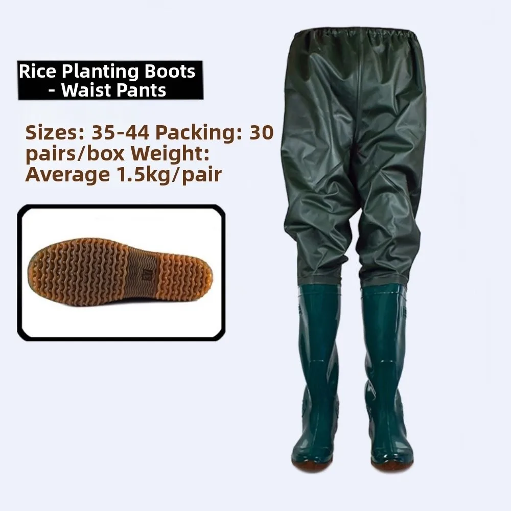 New Plastic PVC Transplant Pants Wading Pants Shoes Waterproof 10 Sizes Non-slip Fishing Rain Boots High Tube Rice Field Pants
