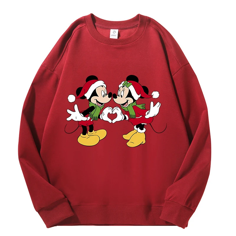 Mickey Mouse WOMEN MEN Christmas Streetwear Long T-Shirts Family Matching Clothes on Canvas Anime TShirt Y2k Top Women Clothes