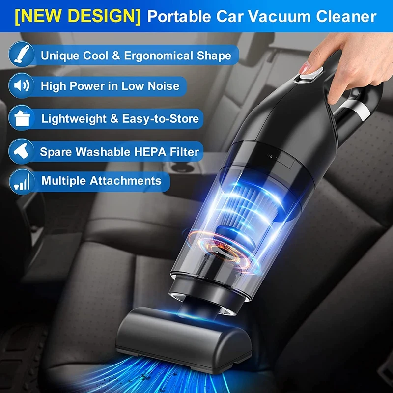 Portable Car Vacuum Cleaner USB Chargable Vacuum Cleaner 10000Pa High Power Vacuum For Car Detailing Interior Cleaning