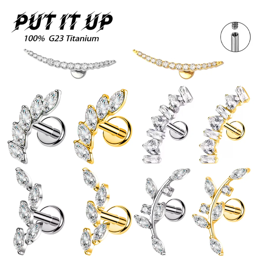 ASTM F136 alliage de titane gravier d'implant zircone oreille Cartilage clou à la mode et Sexy unisexe lèvre Stud corps Piercing bijoux