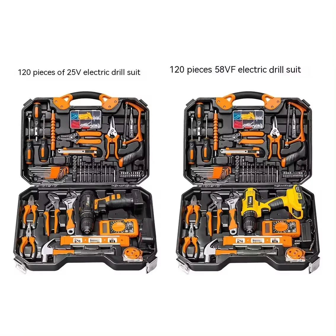 China fábrica ferramentas domésticas 120 peças portátil conjunto de ferramentas de broca elétrica para trabalhar madeira multifuncional ferramenta de hardware sem fio