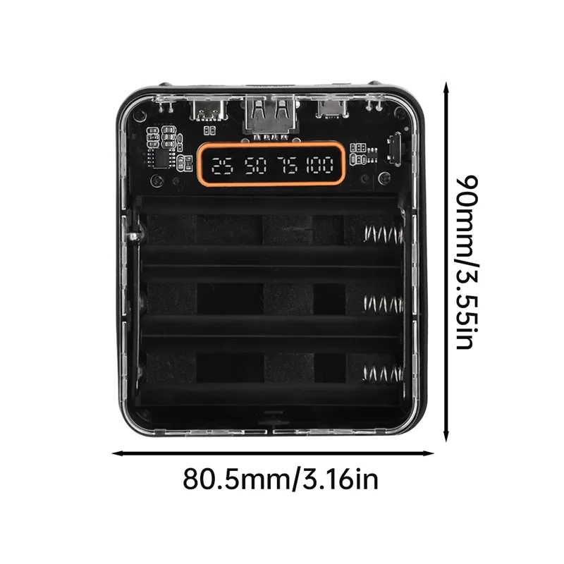 18650 Super Fast Charging Mobile Power DIY Kit Material Welding free Power Bank Shell Transparent Battery Box