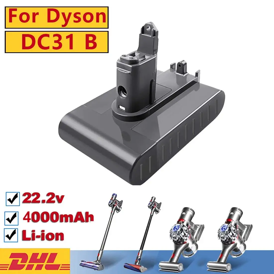 

Для Dyson DC35 DC45 DC31B DC34 DC44 Animal DC56 DC57 DC31 Type-B аккумулятор 22,2 В 4000 мАч литий-ионный вакуумный аккумулятор подходит только тип B