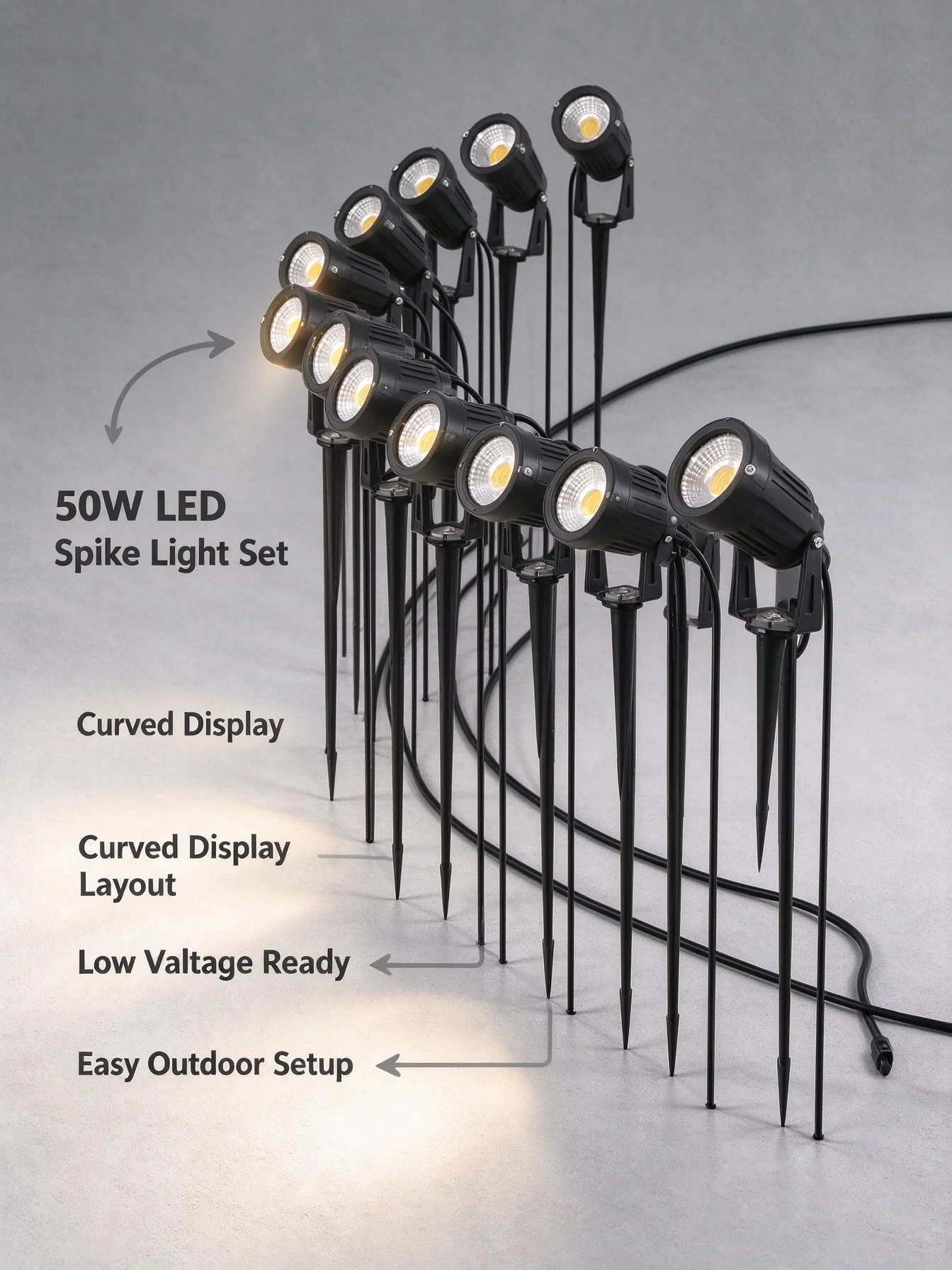 4-10-Pack Cable-Free LED Garden Decorative Spot Lights 30W40W50W 110V/220V/12V Waterproof Warm White for Lawn Landscape Lighting