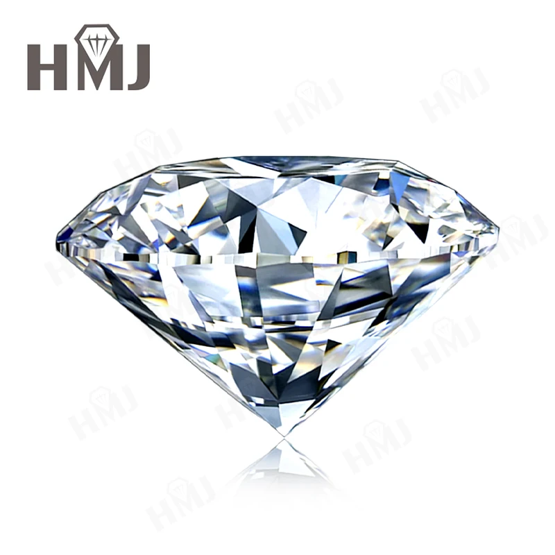 HMJ 0,1-13 Karat Moissanit-Stein, runde Form, Farbe D, Reinheit VVS1, Brillantschliff, Diamanttester-geprüft, mit GRA-Zertifikat, Perlen – Detail 7