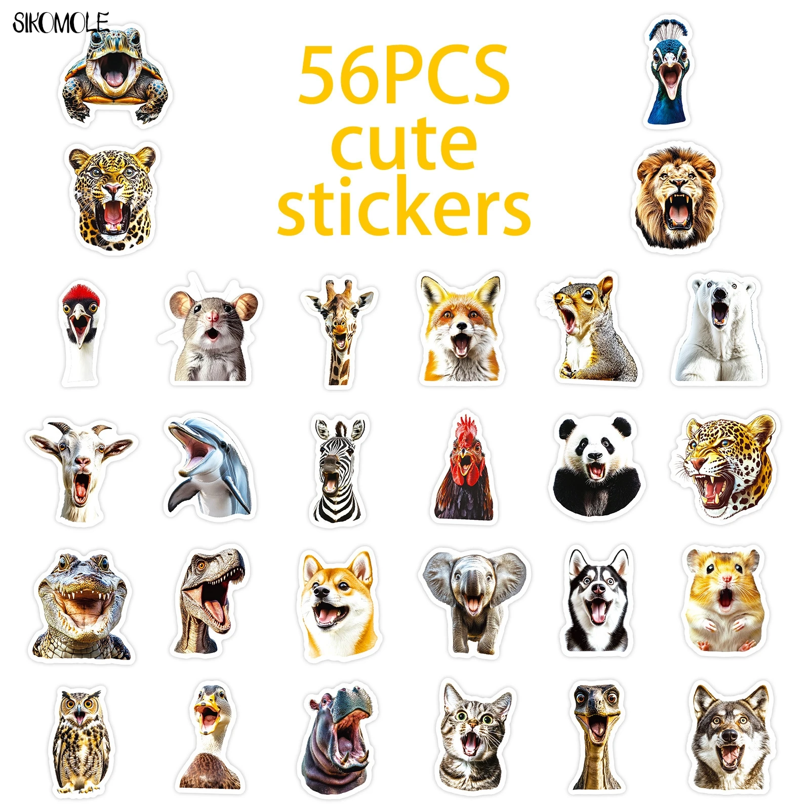 10/30/56 Uds pegatinas de animales sorpresa de dibujos animados estéticas DIY álbum de recortes portátil maleta estacionaria coche calcomanía pegatina de Graffiti juguete