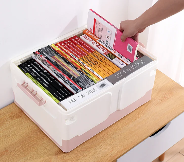 Collapsible home book storage and student book organizer