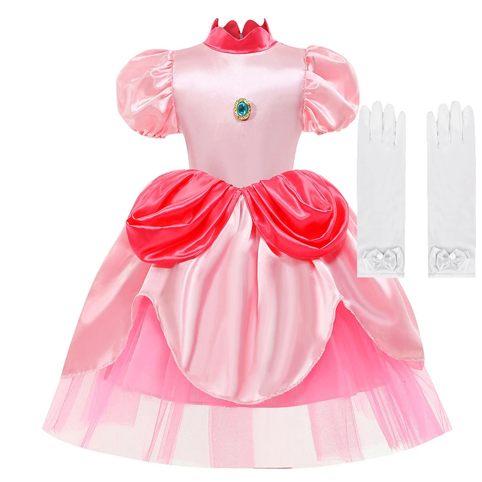 Children 2023 New Princess Fantasy Kids Cosplay Party Pink Disguise Baby Summer Birthday Fairy Costume Wedding Peach Dress