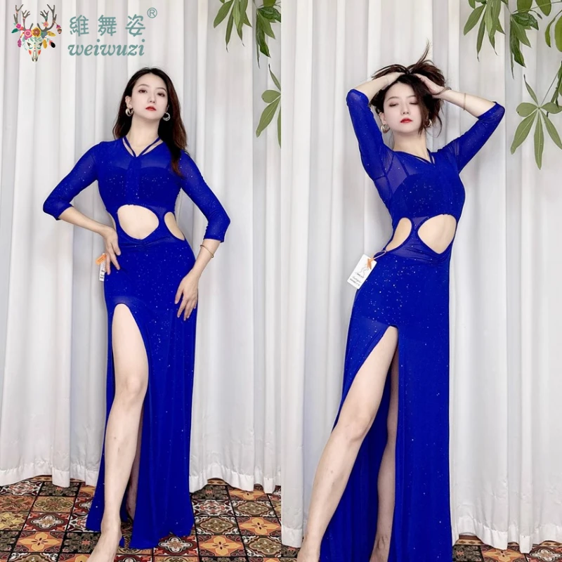 Buikdans oefenkleding Dames elegante en comfortabele lange mouwen sexy splitjurk Oosterse dansvoorstellingkostuums