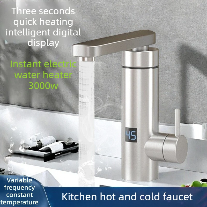 Bateria kuchenna z natychmiastowym podgrzewaniem wody, trzy sekundy do gorącej wody, dwufunkcyjna, ciepła i zimna woda, natychmiastowa, ze stali nierdzewnej, elektryczna.