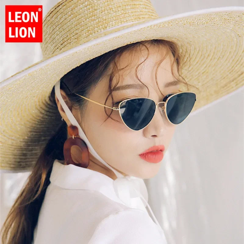 LeonLion 2023 Classic Metal Cat Eye Sunglasses Women Vintage Glasses Street Beat Shopping Mirror UV400 Gafas De Sol Mujer