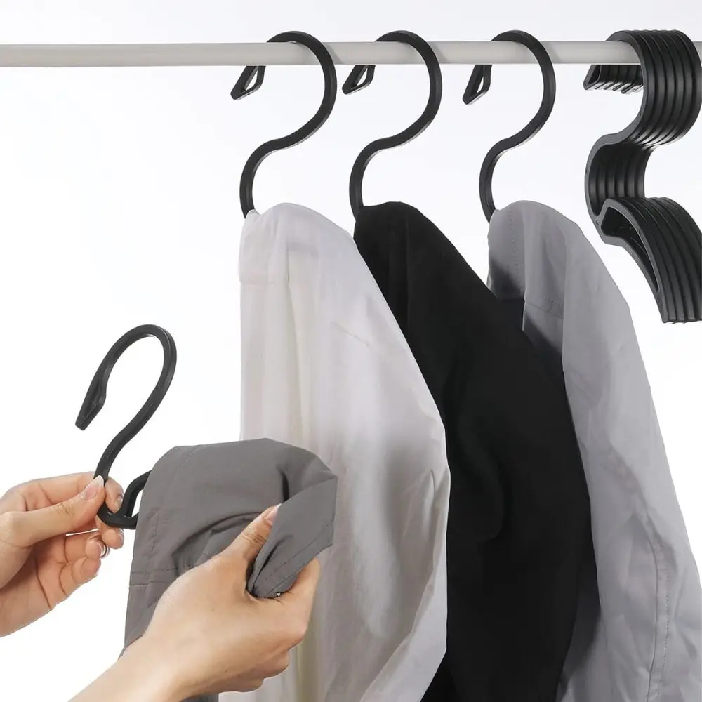 

5Pcs Multifunctional Hoodie Hangers Portable Plastic Home Clothes Hanger Space Saving S Shaped Drying Rack