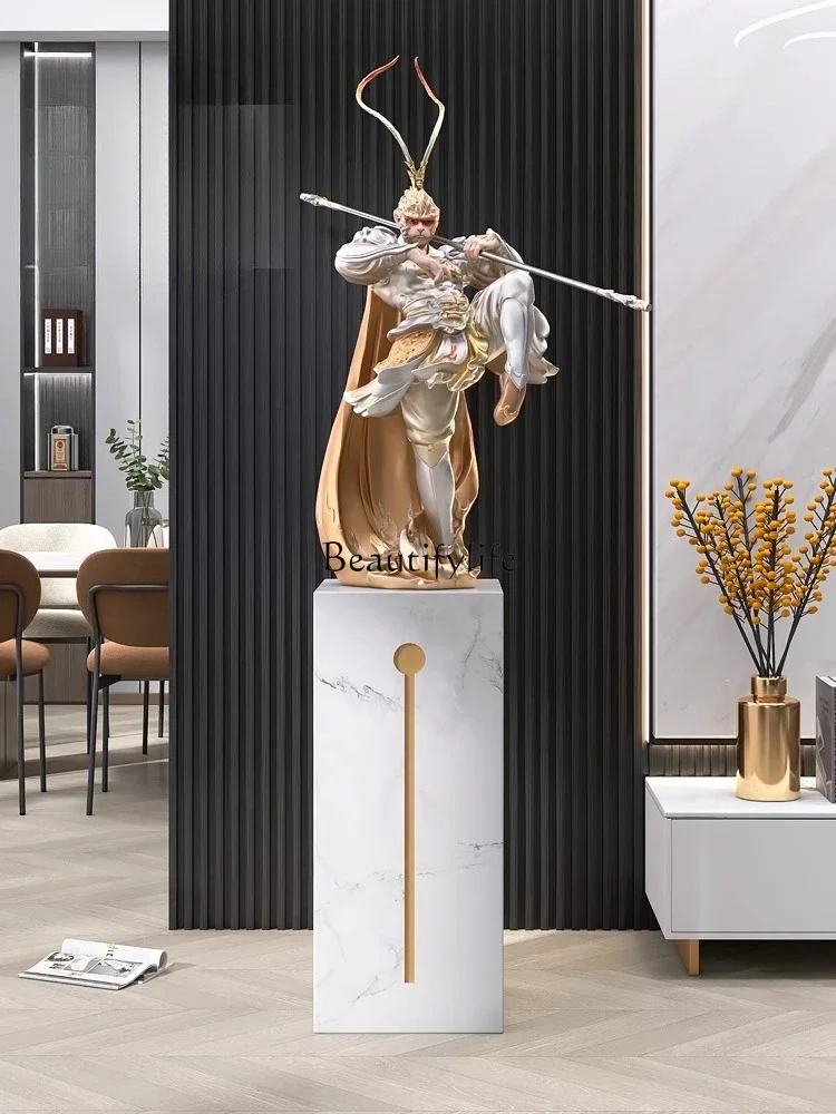 35PLiving room human-shaped floor ornaments fight to defeat Buddha Qitian Great Sage Marble