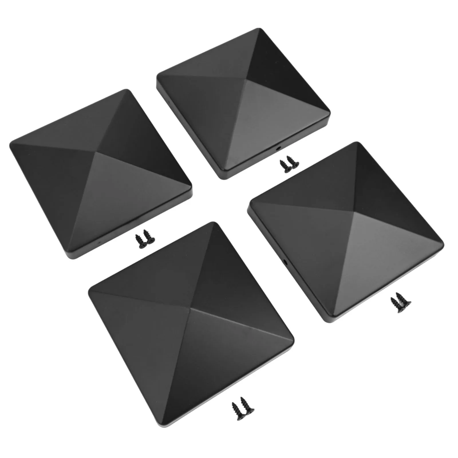 

102.5*102.5 Mm Black Plastic Pyramid Cap Fence Cap With Pre-Drilled Holes Recessed Holes Weather Resistant Easy Installation