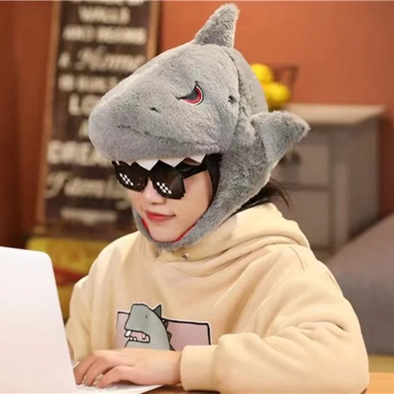 Adult Children Shark Hat Carton Plush Cap Funny Party Costume Dress Cosplay Carnival Photo Props