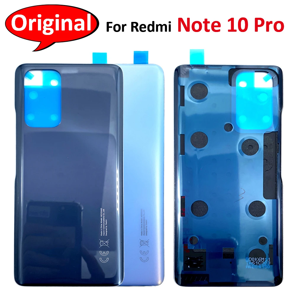 

100% Original Glass Battery Cover For Xiaomi Redmi Note 10 Pro Back Cover Housing Panel Door Rear Case With Adhesive M2101K6G