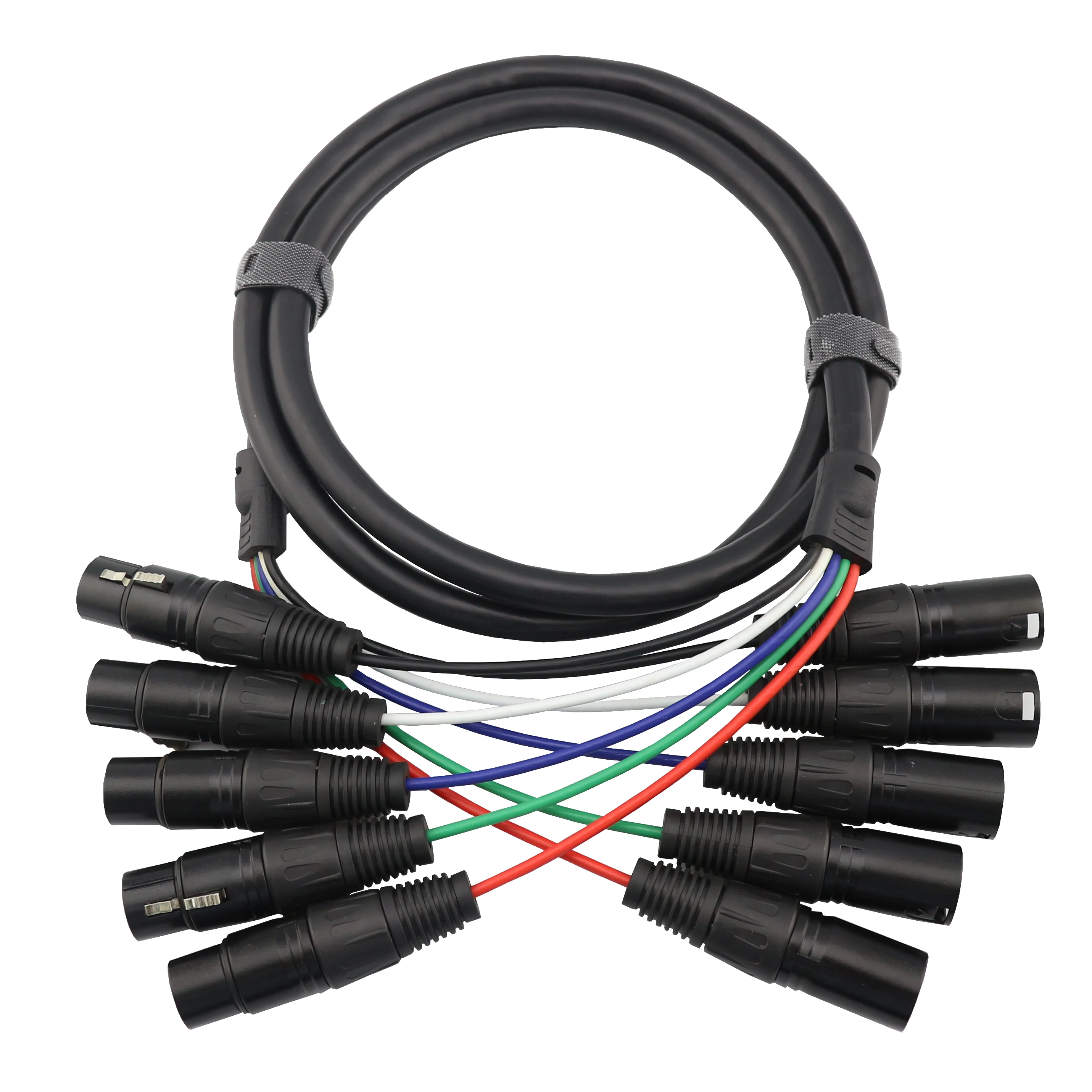 OEM factory-cable xlr de 3 pines con múltiples enchufes, conector macho a hembra, cable de alimentación DMX, luz de escenario, 5-8-10-16-20enchufes opcionales