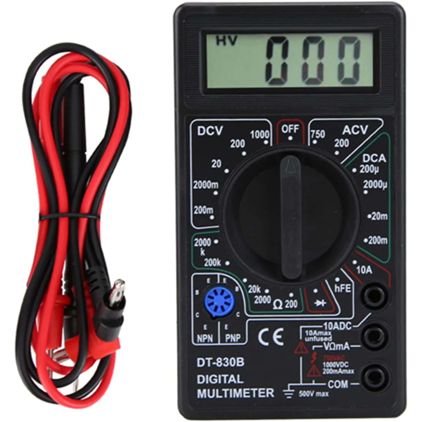 Digital Multimeter, DT-830B Multifunctional Portable LCD Digital Multimeter Amp Volt Ohm Tester Voltmeter Ohmmeter Meter for Car