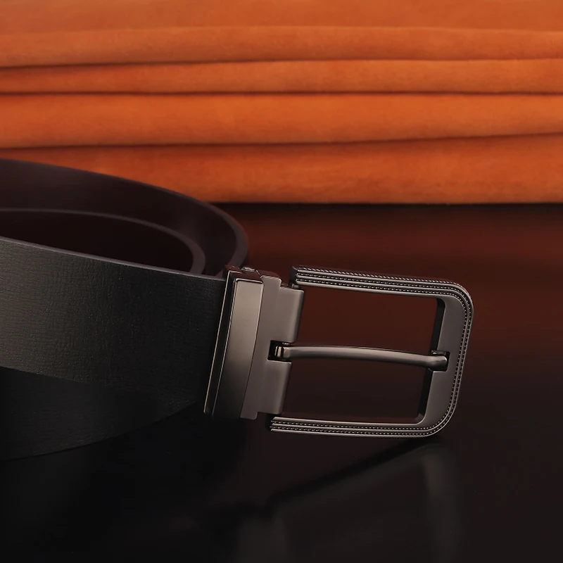 Leisure Fashion Pin Buckle Belts Men's Casual Gray Belts Cowskin Leather Luxury Straps Croowski Young Men's Ceinture Homme