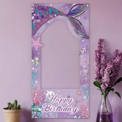 Mermaid Theme Photo Booth Background Happy Birthday Decoration Under The Sea Birthday Decor Baby Shower Party Supplies