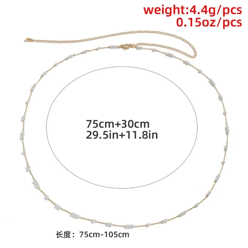 مثير و Aloof نمط الدخن اللؤلؤ الخصر سلسلة المرأة الاتجاه الأوروبي والأمريكي سلسلة معدنية هندسية سلسلة الجسم طبقة واحدة #4