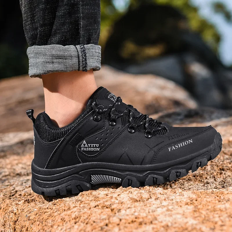 Marca masculina inverno sapatos casuais tênis de couro à prova dwaterproof água ao ar livre dos homens caminhadas sapatos de trabalho inverno antiderrapante caminhadas tênis