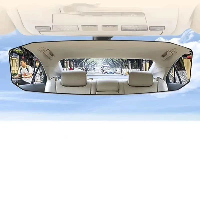 Espelho Retrovisor Universal Antirreflexo Grande Angular Convexo para Interior de Carro, Fácil de Encaixar, HD Panorâmico, Acessório de Segurança Antivapor