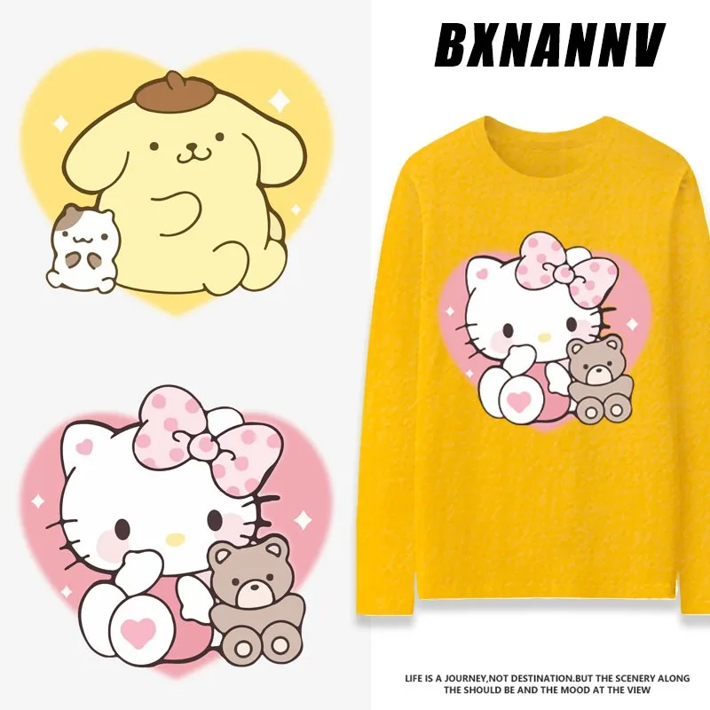 

2024 New Sanrio Co-branded T-shirt Women's Long Sleeve Laurel Dog Kulomi Hello Kitty Melody Girls Clothes