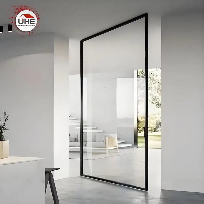 

Поворотная стеклянная дверь Center Pivot для помещений: для дома, отеля. Настраиваемые алюминиевые многопанельные решетчатые двери-пивоты.