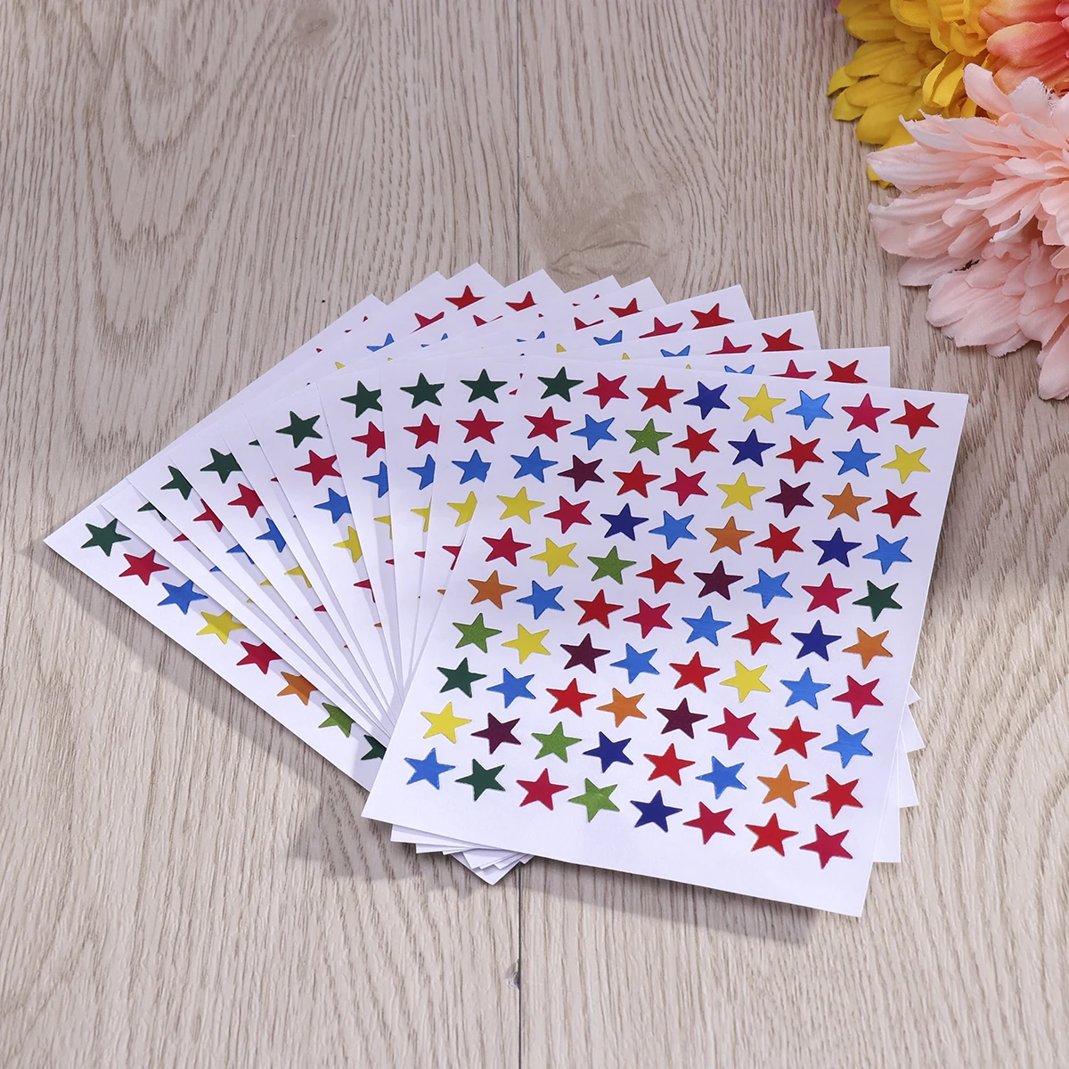 

6 Packs 10 Sheets Star Stickers Self Adhesive Colored Sparkle Students Rewards Multicolor Valentine Crafts Decorations School