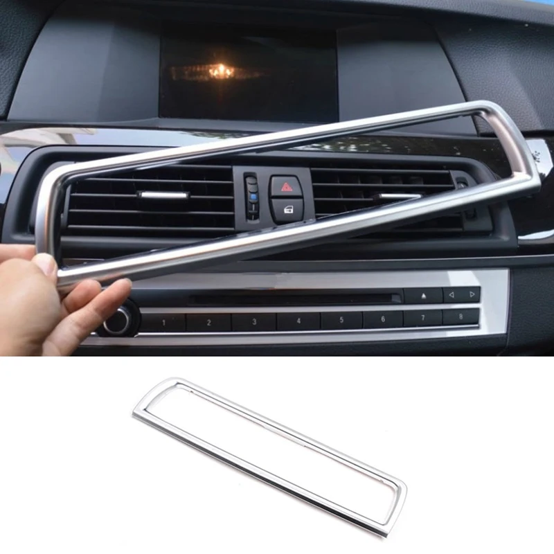 For BMW 5 Series F10 F11 F18 Accessories Stainless Steel Modified Interior Car Central Air Outlet Set Trim Sticker Frame Styling