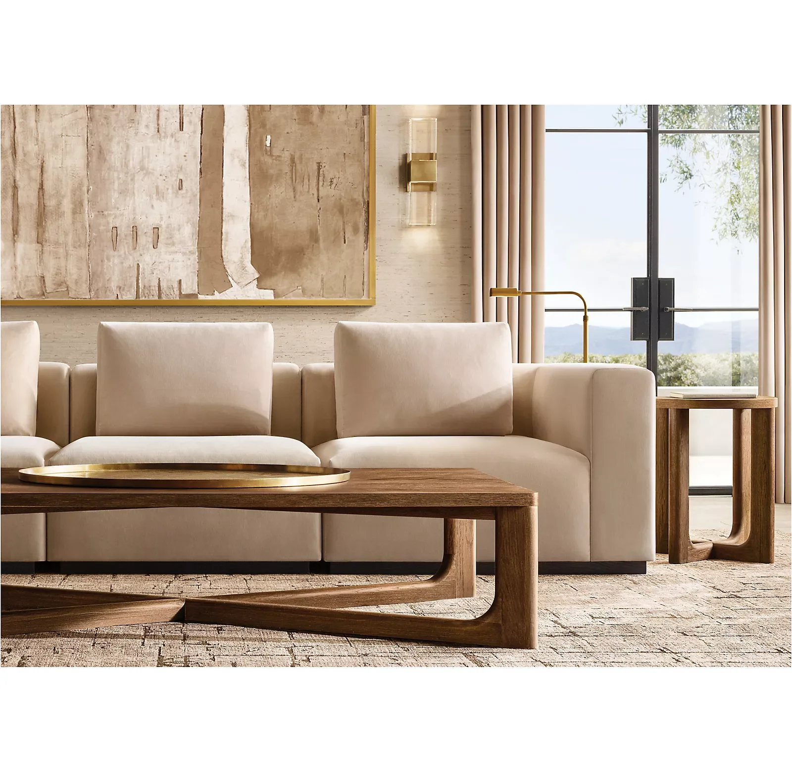 

Luxury Fabric Furniture Sofa Set for Living Room Most Comfortable Couch With Washed Grey Cotton