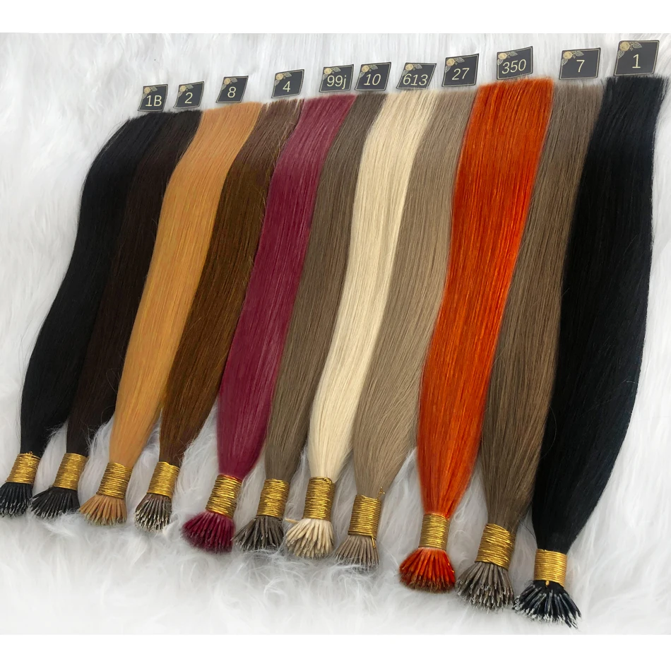 Lange Rechte Nano Ringen Human Hair Extensions Pre Bonded Remy Nano Ringen I Tip Haar Micros Kralen Microlinks Menselijk Haar Bundels