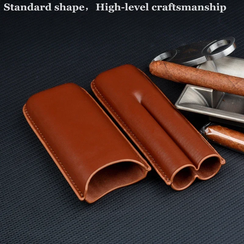 52 Ring Cigar Case Man-made Leather Cigar Holder 2 Tube Mini Cigar Box Portable Humidor Best Smoking Accessory For Man