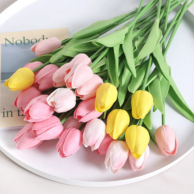 10Pcs Tulip Artificial Flowers Real Touch Bouquet Fake Flowers for Home Bedroom Decor Garden Wedding Decoration Vase Accessories