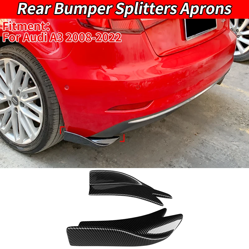 

For Audi A3 2008-2022 High Quality Car Rear Bumper Splitters Aprons Trunk Lip Spoiler Canard Wing Diffuser Wrap Angle Protector